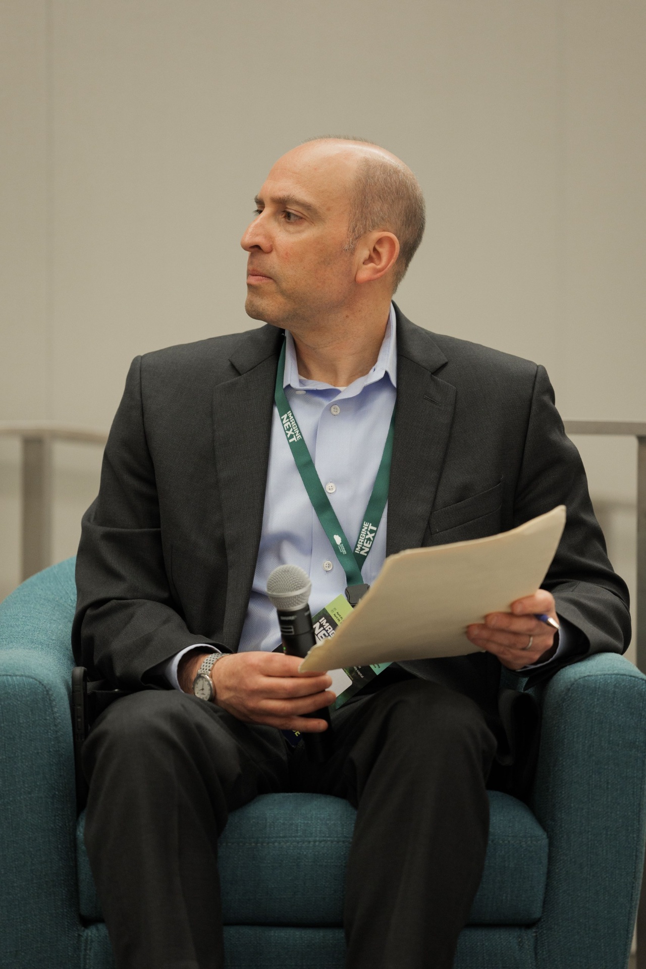 Adam E. Bergman, Managing Director at EcoTech Capital, moderating Panel 4 'Beyond Priced Rounds' at Capital Day with notes in hand