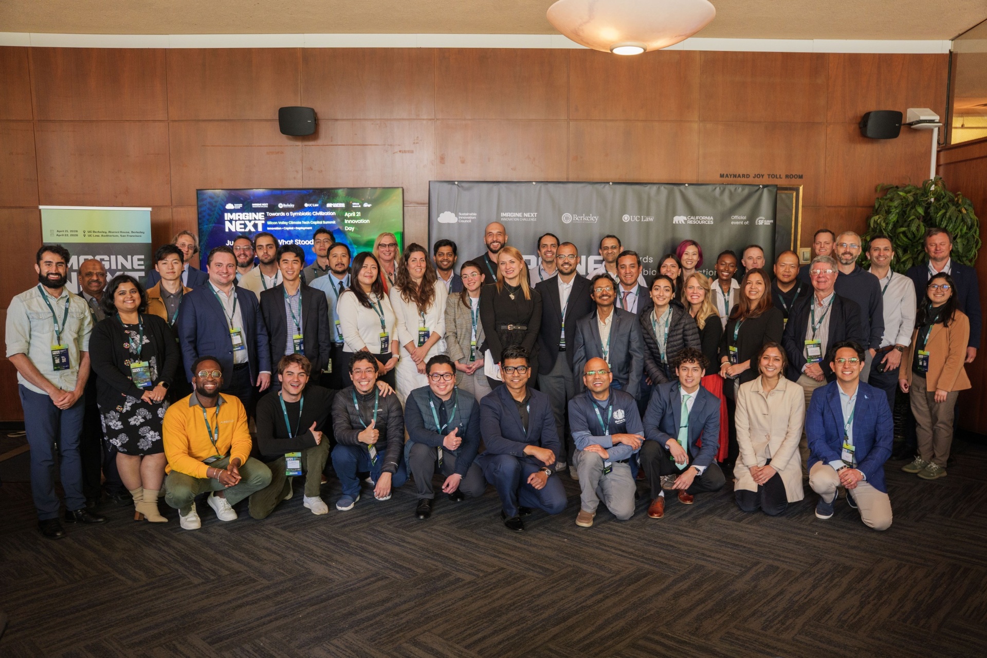 Full cohort group photo with founders, jury and organizers at the Alumni House