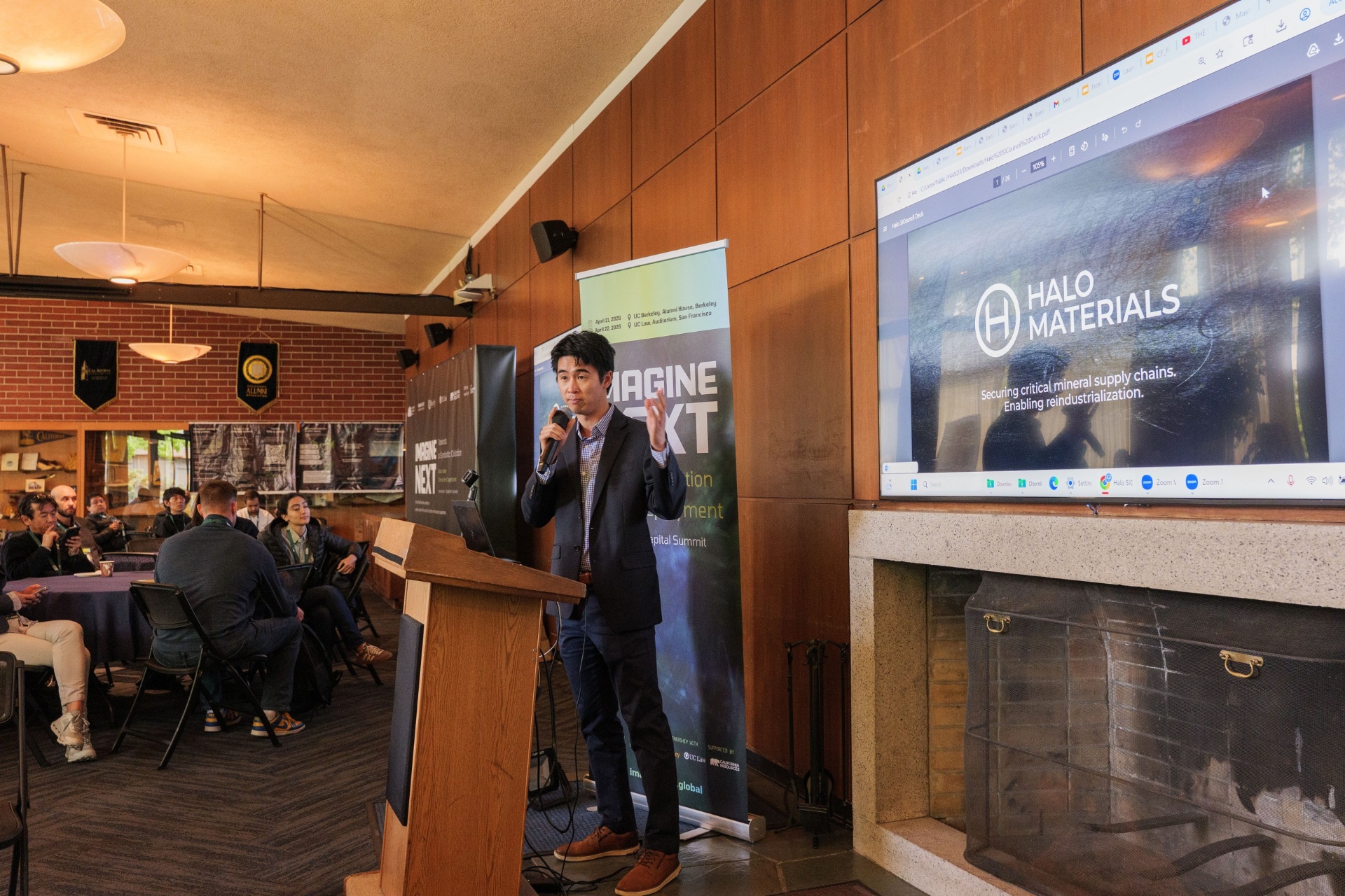 Halo Materials presentation by the fireplace screen