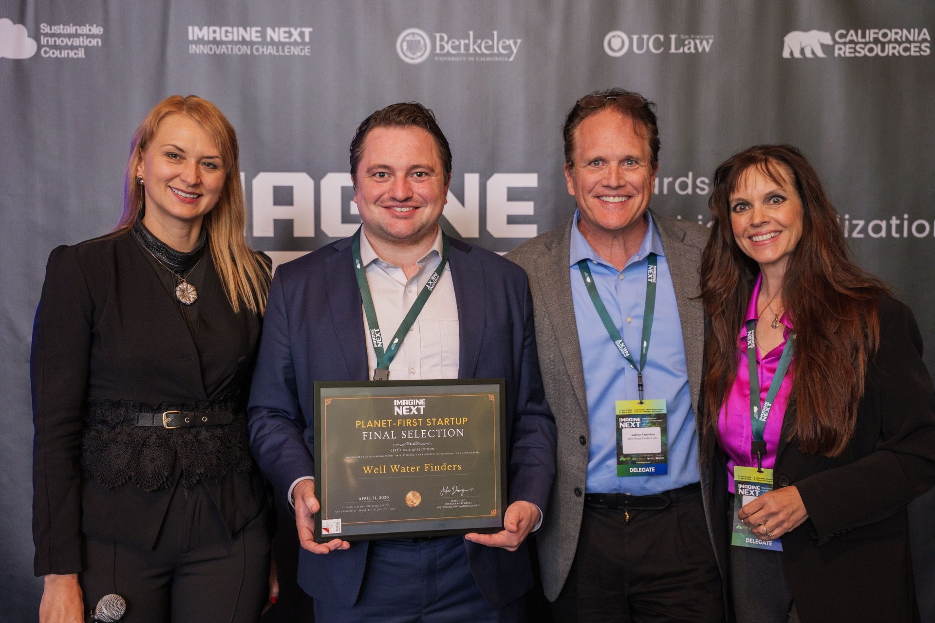 Well Water Finders team receiving the Planet-First Startup Final Selection certificate