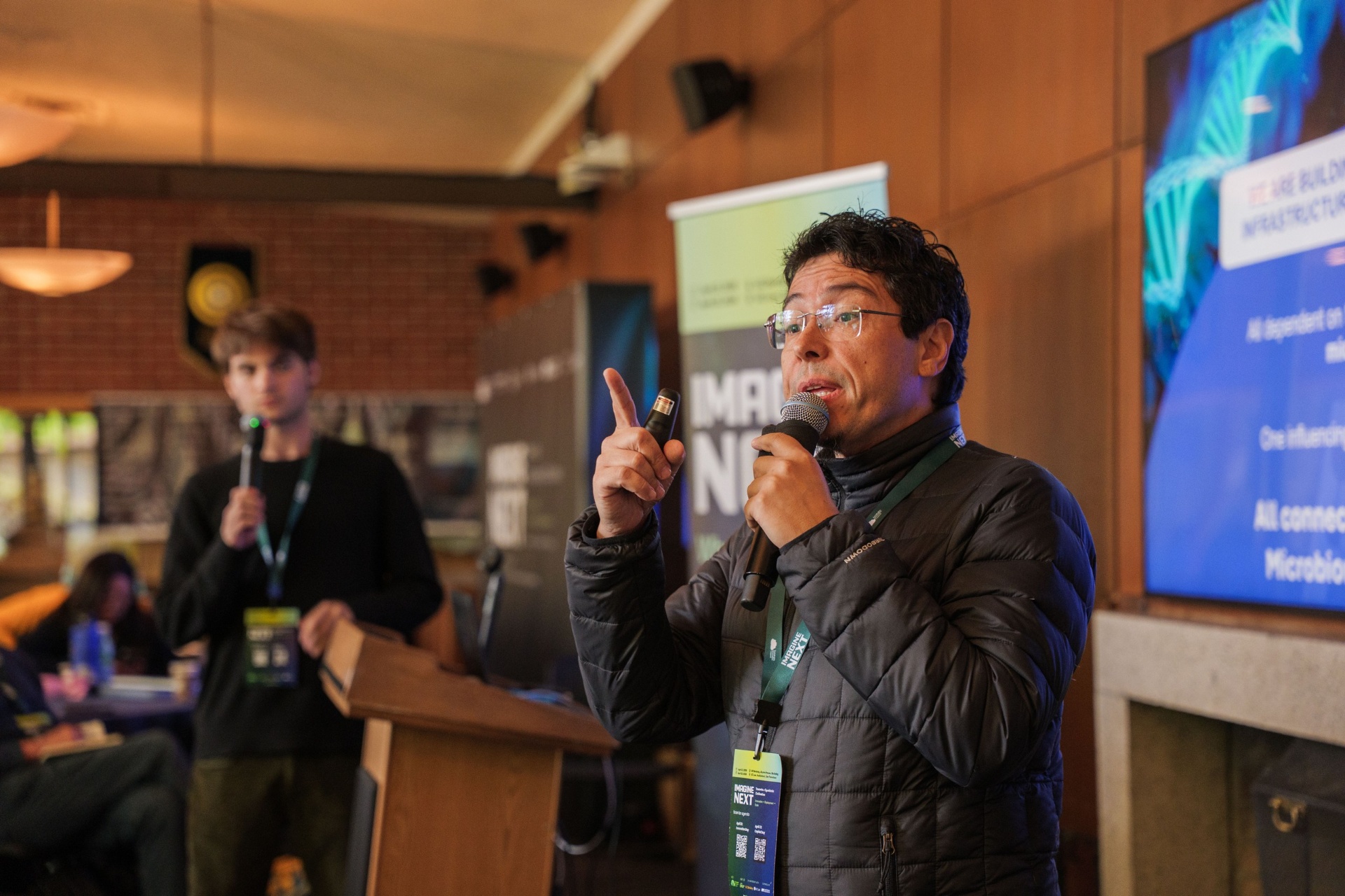 TPM founder gesturing during the pitch presentation